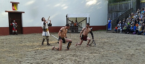 Vorführung Gladiatorenkampf Archeon in Alphen aan den Rijn