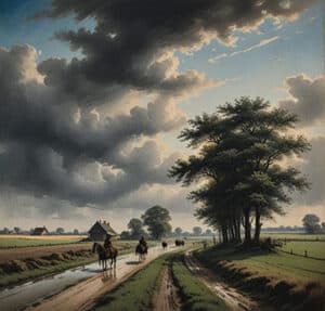 Niederländische Landschaft mit Reitern